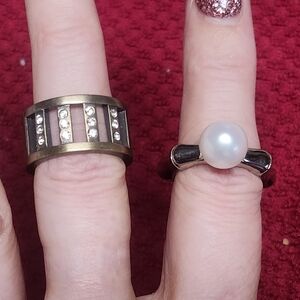 Dyrberg Kern Bronze and Silver Pearl Rings